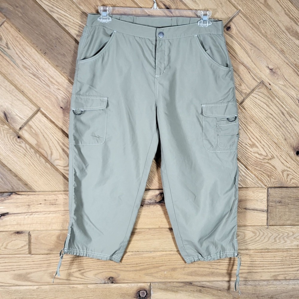 White Sierra Womens Size L Cargo Capri Pants Outdoor Hiking Nylon Utility Bottom